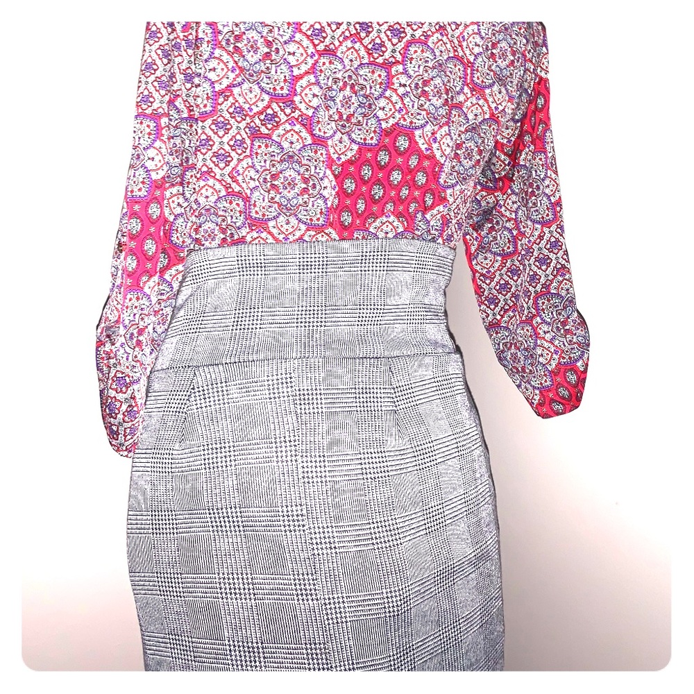 Rainbow shops gray plaid body con skirt